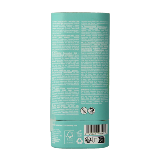 Sztyft przeciwsłoneczny Attitude Sunly SPF30 bezzapachowy 60 gramów