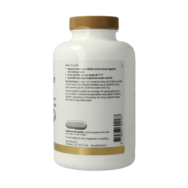 Golden Naturals Magnésium taurate 180 capsules végétariennes