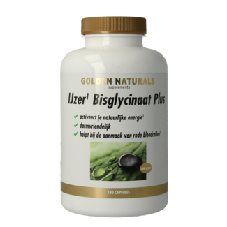 Golden Naturals Bisglycinate de fer plus 180 gélules végétales