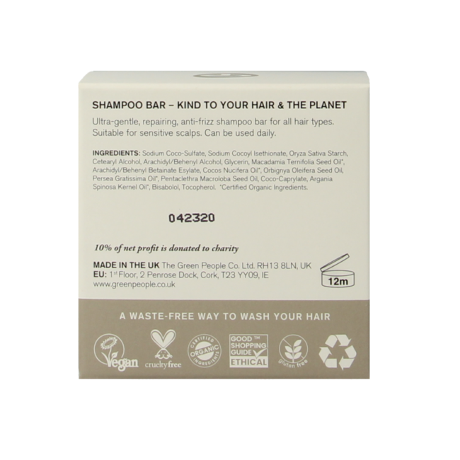 Green People Champú en barra sin aroma reparador antiencrespamiento 50 gramos