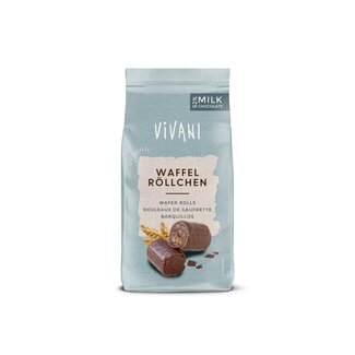 Vivani Vivani Chocolade wafelrolletjes melk bio 125 Gram