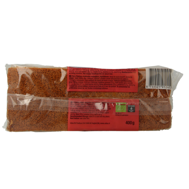 Ontbijtkoek naturel bio 400 Gram