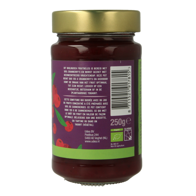 Organic cranberry fruit spread 250g