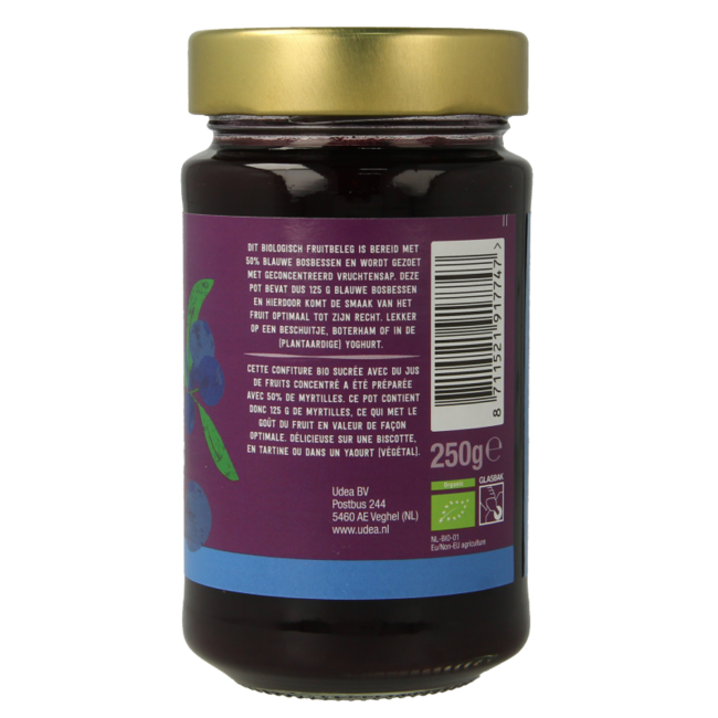 Fruit beleg blauwe bosbes bio 250 Gram