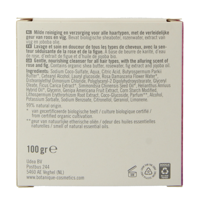 Botanique Champú y acondicionador 2 en 1 en pastilla rosa e higo 100 Gramos