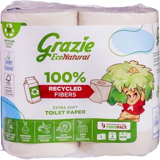 Grazie Natural Papel higiénico de 2 capas, 4 unidades