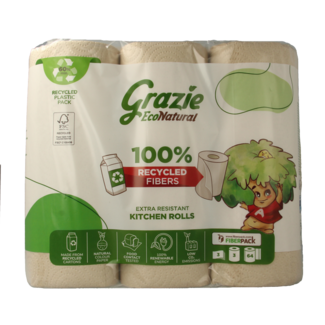 Grazie Natural Papel de cocina de 3 capas, 3 unidades