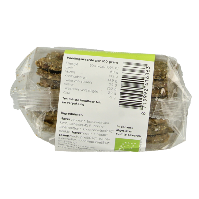 Crackers de verduras espinacas puerro bio 170 gramos