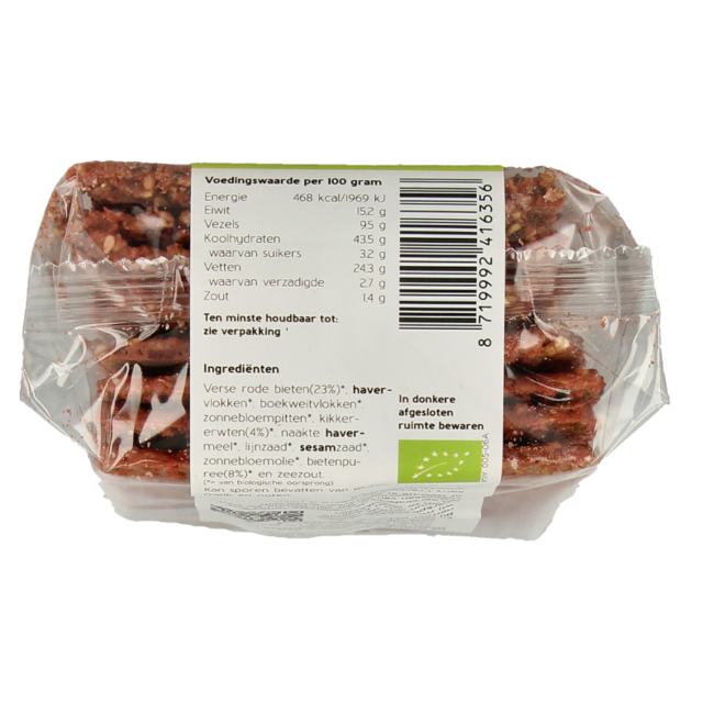 Crackers de verduras con remolacha ecológicos 180 g