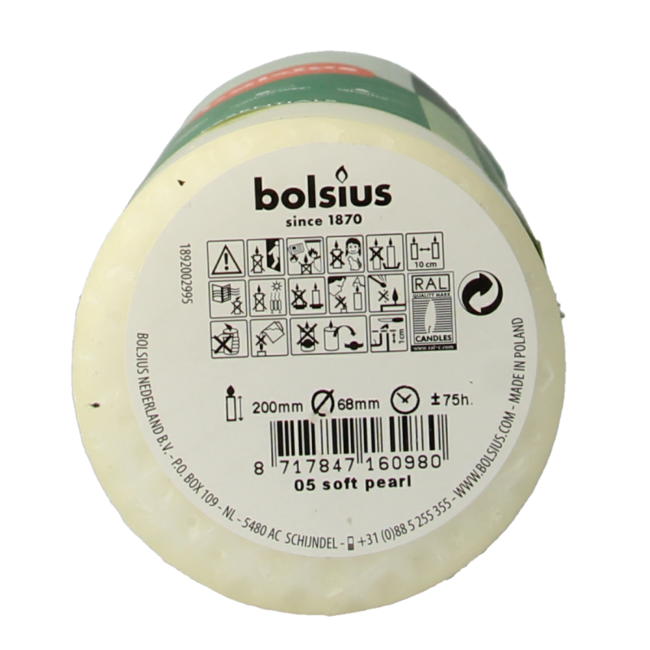Bolsius Vela de bloque 200/68 perla suave 1 unidad