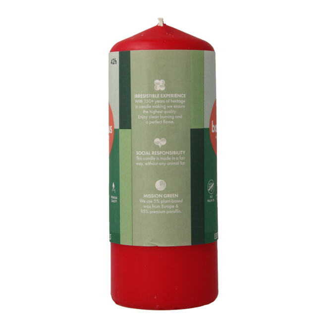 Vela pilar Bolsius 150/58 rojo delicado 1 unidad