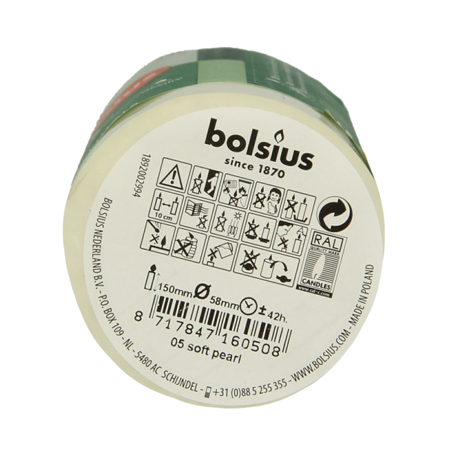 Candela a Colonna Bolsius 150/58 Soft Pearl, 1 Pezzo
