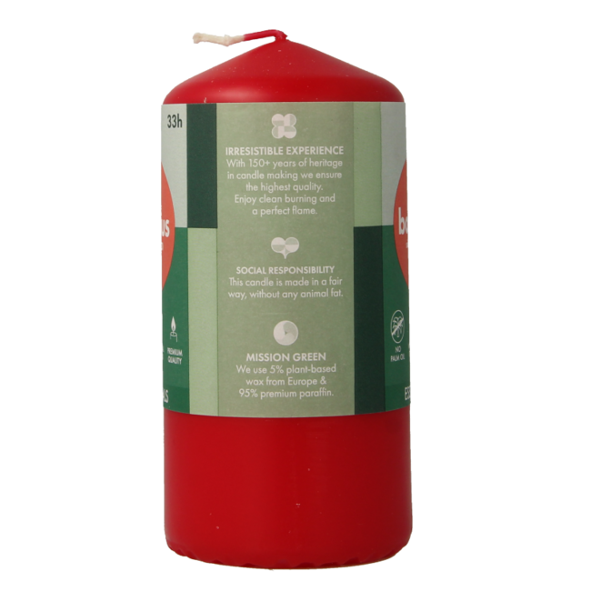 Bougie pilier Bolsius 120/58 rouge délicat 1 pièce