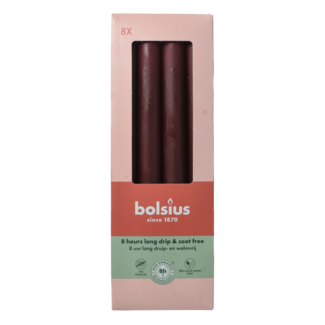 Bolsius Candele da Tavola 230/20 Rosso Velluto, Confezione da 8