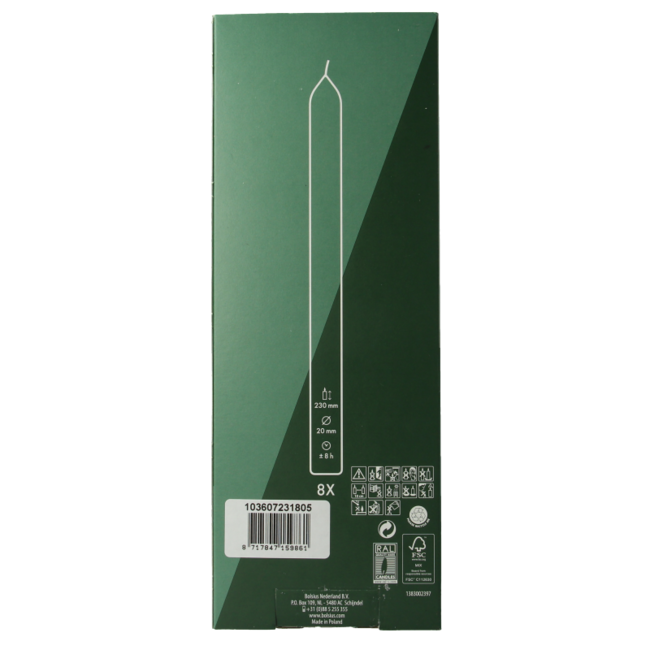 Bolsius Dinner Candles 230/20 Soft Pearl 8 Pack