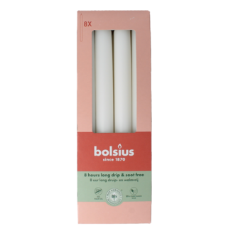 Bolsius Bolsius Bougies de table 230/20 cloudy white 8 pièces