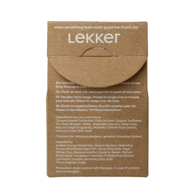 Lekker Company Face bar green clean 40 Gram