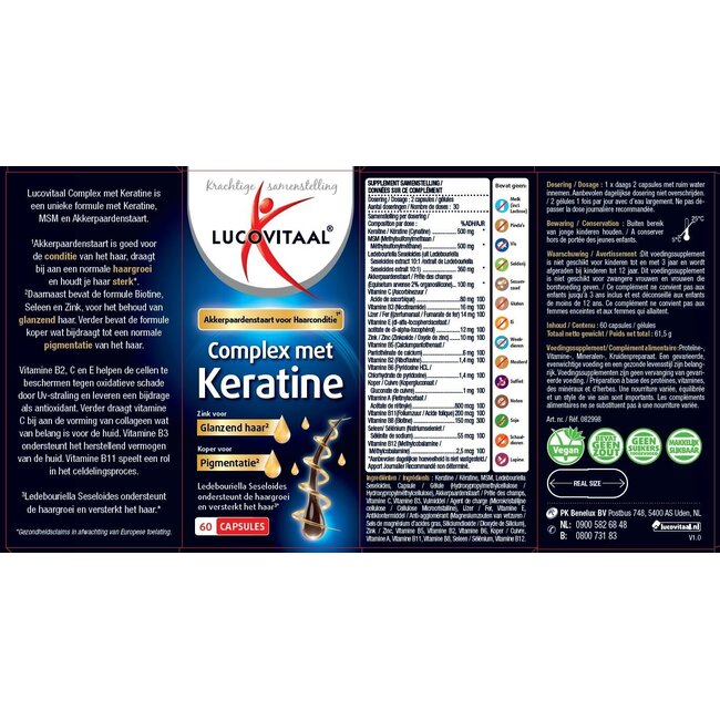 Lucovitaal Keratine complex 60 Cápsulas