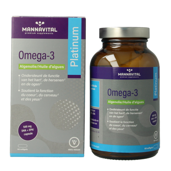 Mannavital Omega-3 aceite de algas platinum 60 cápsulas blandas