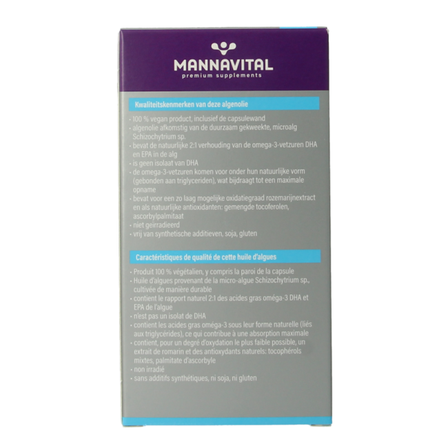 Mannavital Omega-3 aceite de algas platinum 60 cápsulas blandas