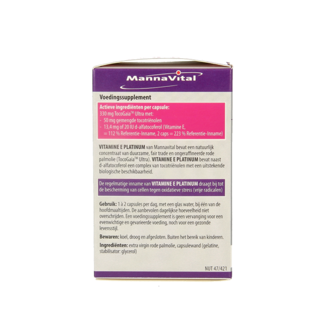 Mannavital Vitamine E platinum 60 Cápsulas vegetarianas