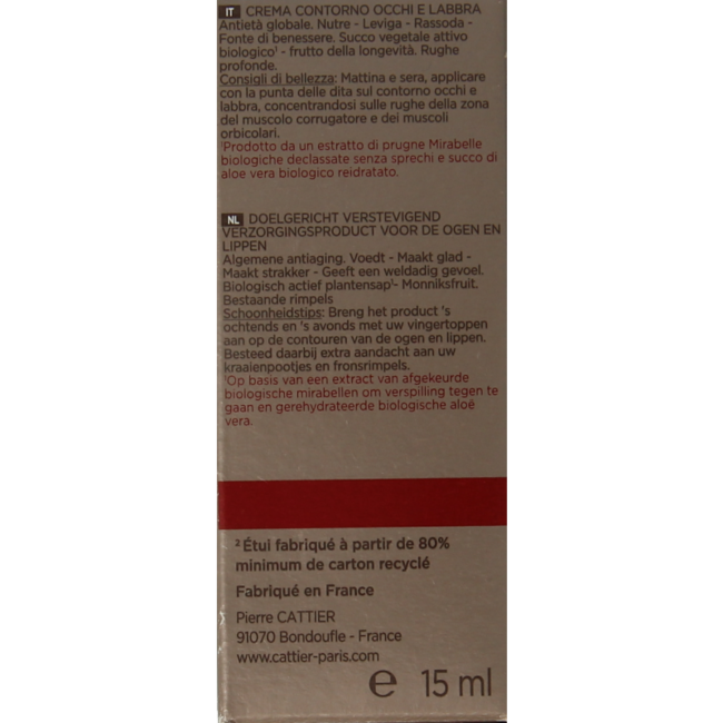 Cattier Oog- en lipcontour bio 15 Milliliter