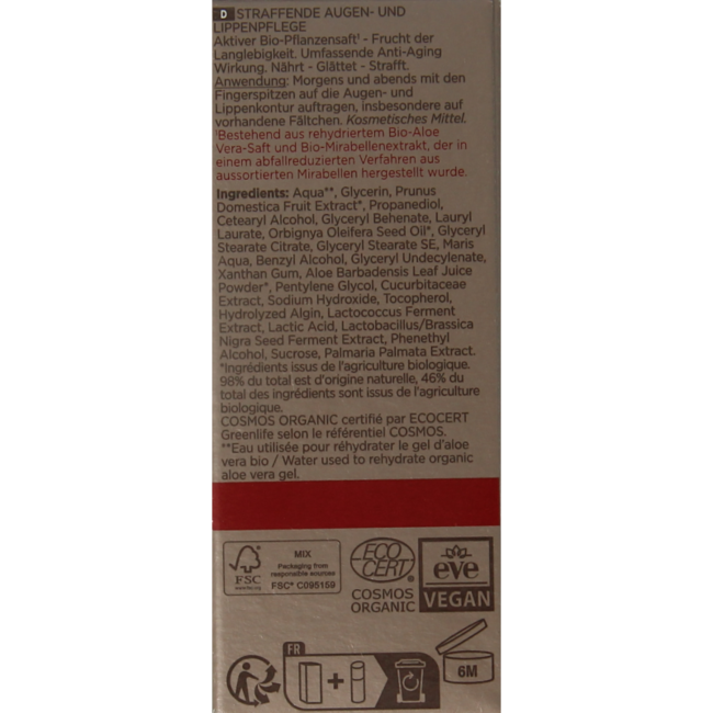 Cattier Organiczny krem pod oczy i do ust 15 mililitrów