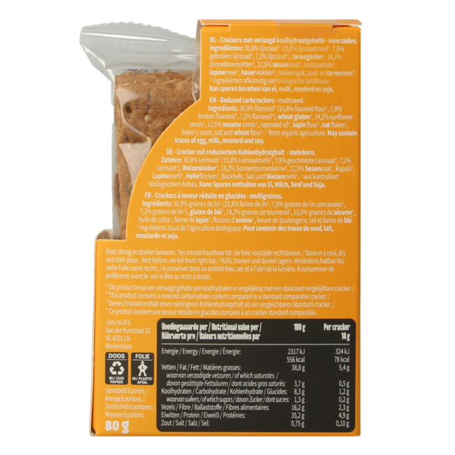 Lowcarb Cracker Mehrkorn Bio 80 Gramm