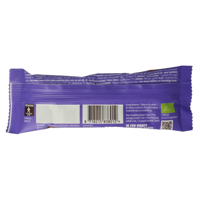 Leev Lovely barrita de lentejas cacao bio 30 gramos