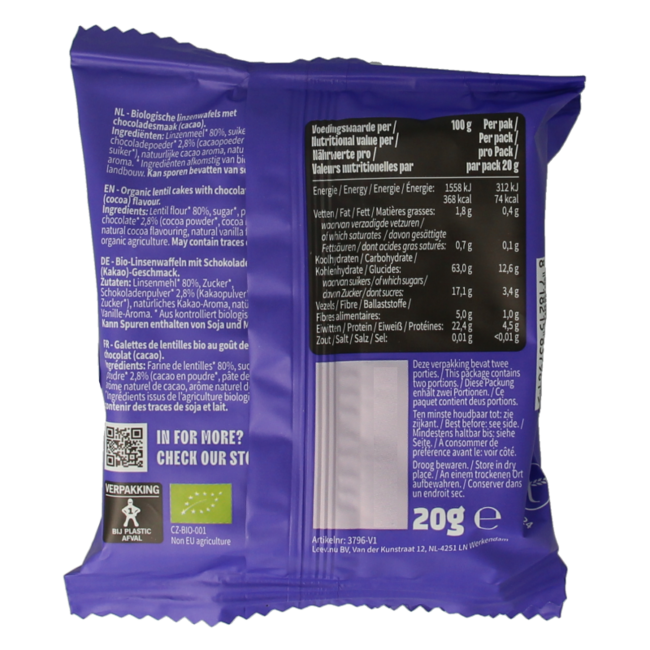 Leev Lovely Linsenkekse Kakao Bio 60 Gramm