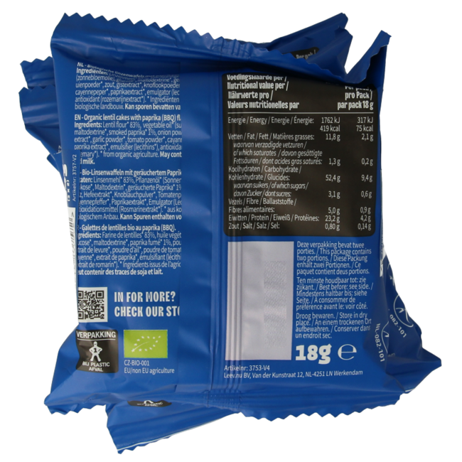 Leev Lovely Linsenwaffeln Paprika Bio 54 Gramm