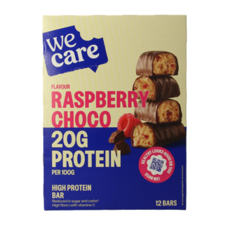 WeCare Barritas altas en proteínas frambuesa y chocolate 372 gramos