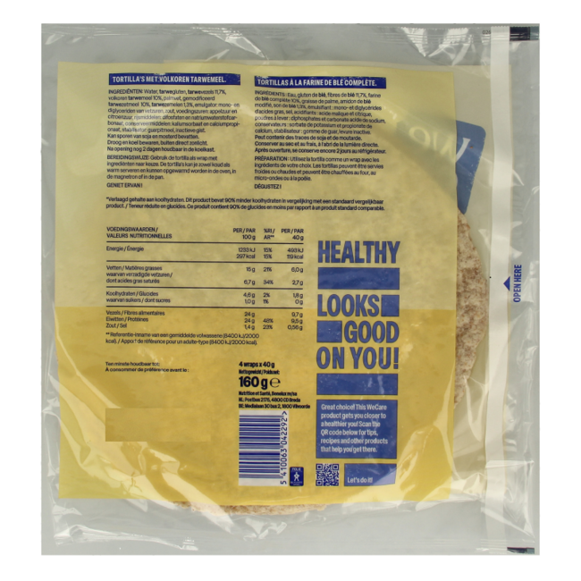 WeCare Lower kcal/carb Vollkorn-Tortillas 160 Gramm