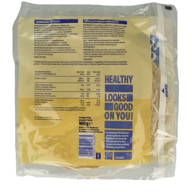 WeCare Lower kcal/carb natural tortillas 160g
