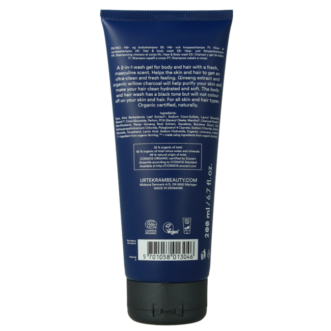 Urtekram Men hair and body wash 200 Millilitres