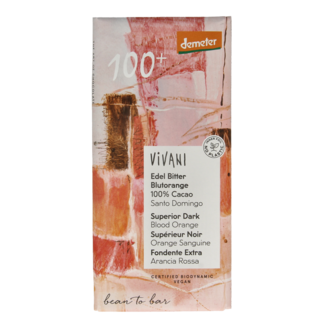 Vivani Chocolate Demeter puro 100% naranja sanguina bio 90 Gramos