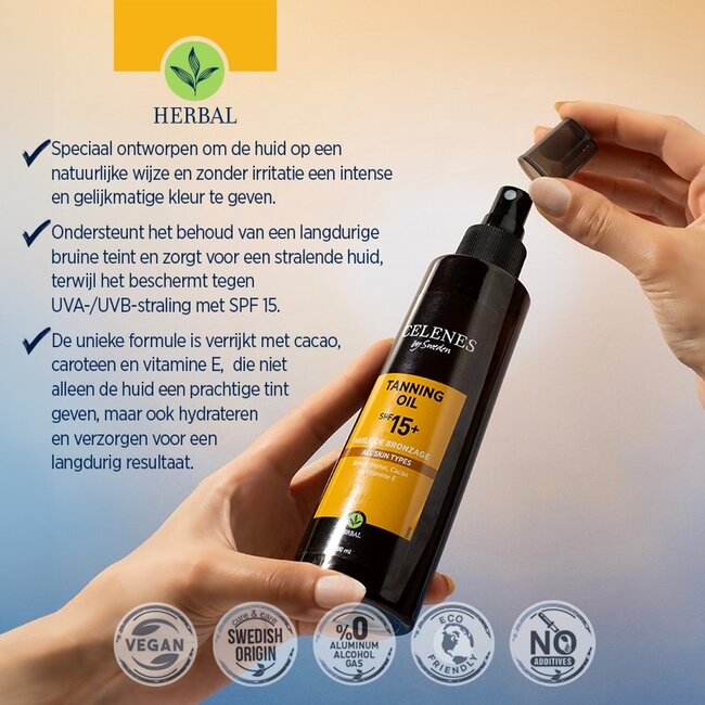 Aceite bronceador herbal Celenes SPF15+ 200 ml