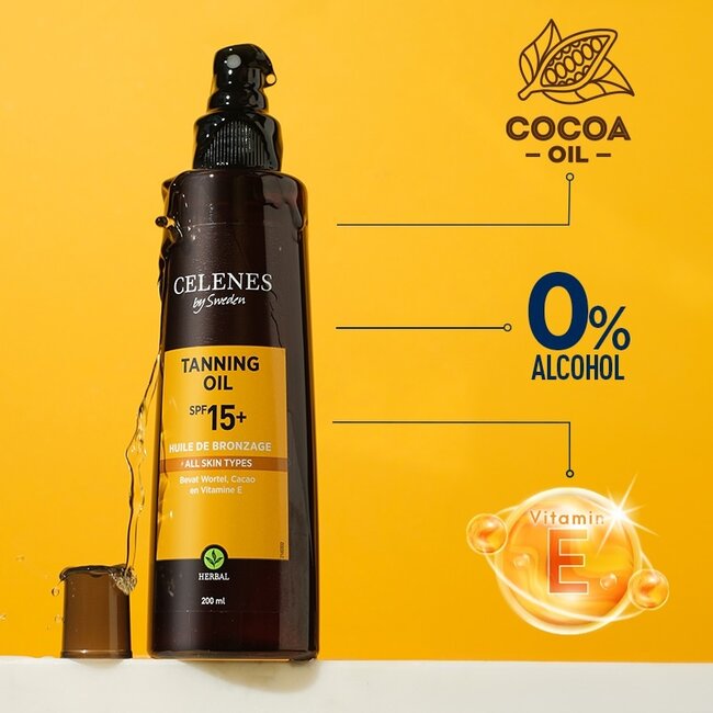 Aceite bronceador herbal Celenes SPF15+ 200 mililitros
