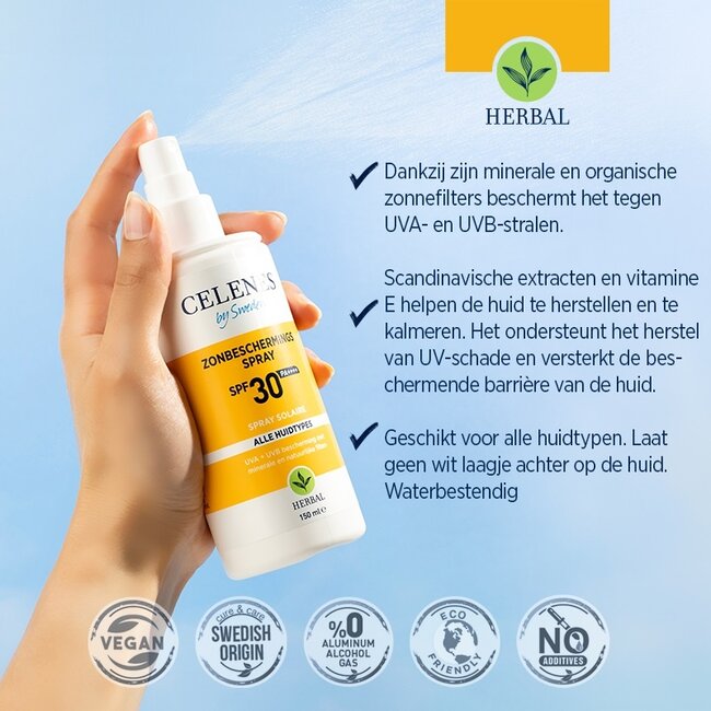 Celenes Herbal Sonnenschutz-Spray Lotion alle Hauttypen SPF30+ 150 Milliliter