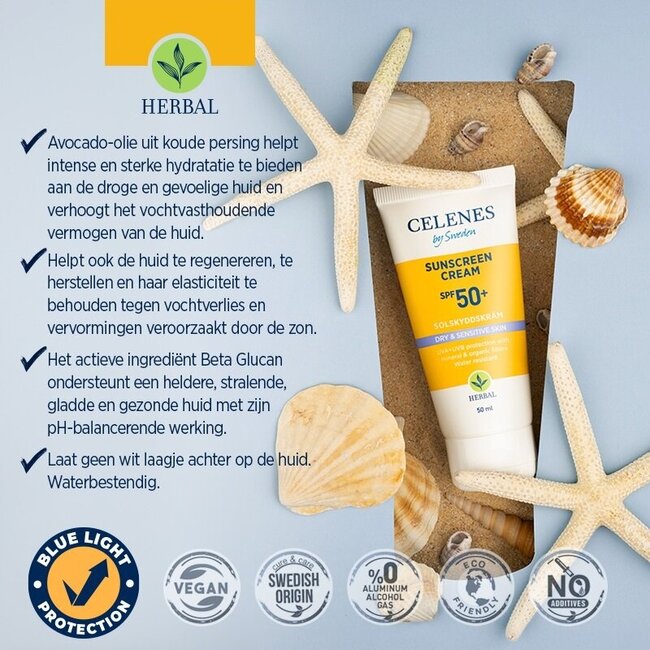 Celenes Herbal Sonnencreme empfindliche/trockene Haut LSF 50+ 50 Milliliter