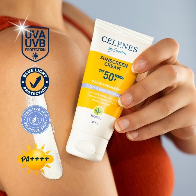 Celenes Herbal Sonnencreme empfindliche/trockene Haut LSF 50+ 50 Milliliter