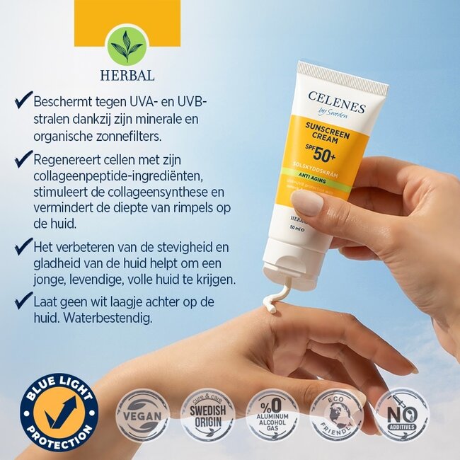 Crema solare Celenes Herbal anti-età SPF50+ 50 Millilitri