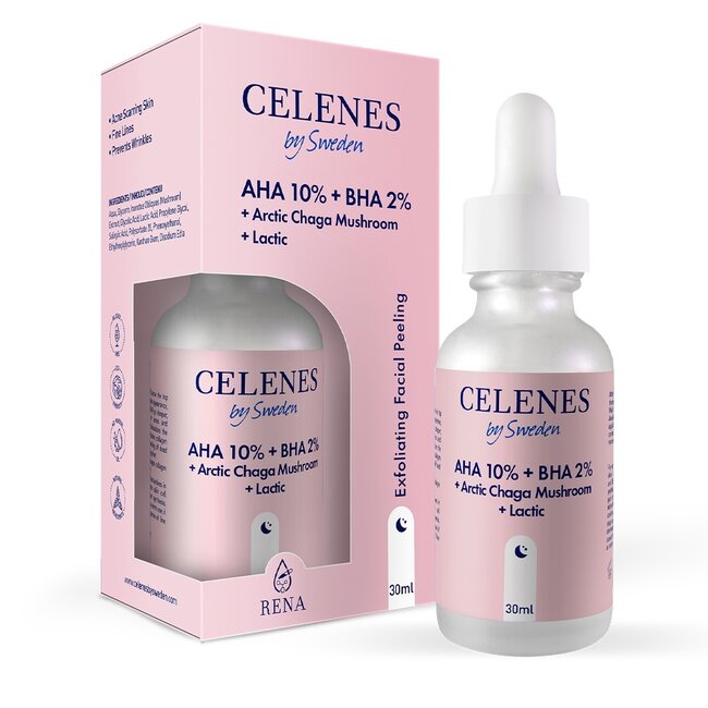 Celenes Gesichtspeeling AHA 8 % + BHA 2 % + Milchsäure + Arktischer Chaga 30 Milliliter