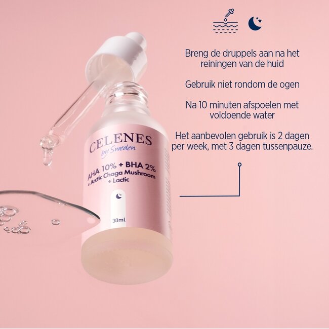 Celenes Gesichts-Peeling AHA 8% + BHA 2% + Milchsäure + Arktischer Chaga 30 Milliliter