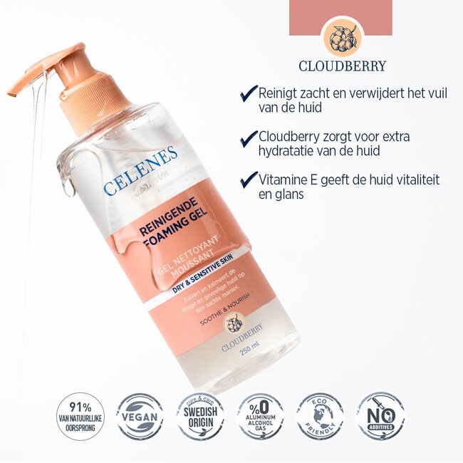 Celenes Cloudberry reinigendes schäumendes Gel 250 Milliliter