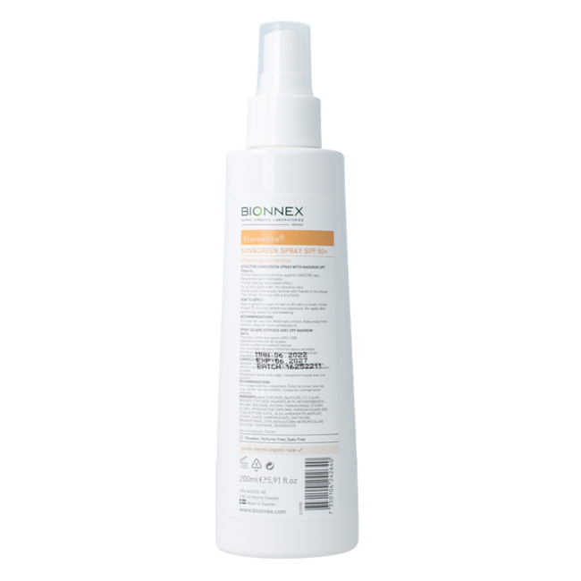 Bionnex Preventiva Sonnenschutzspray SPF50 200 Milliliter