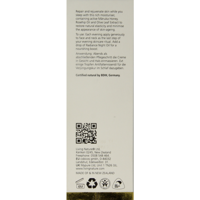Living Nature Nachtcreme voedend 60 Milliliter