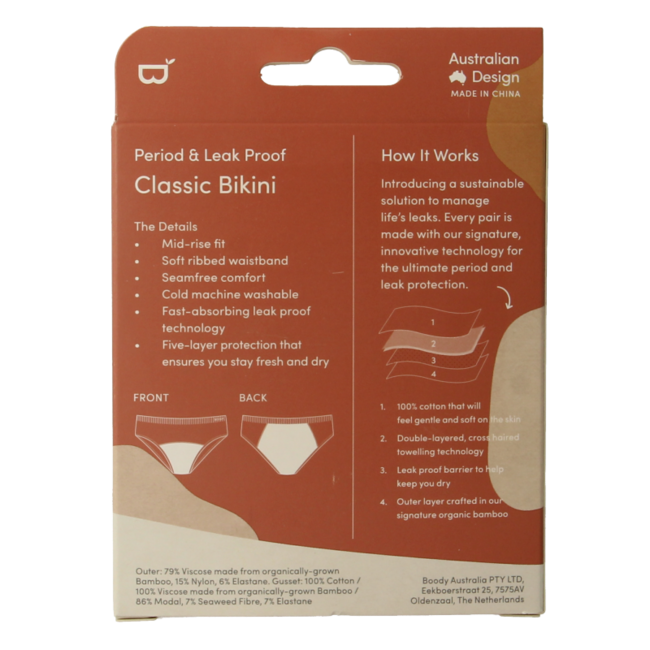 Boody Menstruationsunterwäsche Bikini-Slip Schwarz normal/stark XS 1 Stück