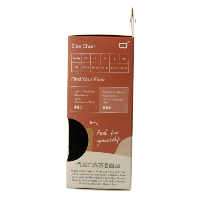 Boody Menstruatieondergoed bikinislip zwart norm/hevigXS 1 Stuks