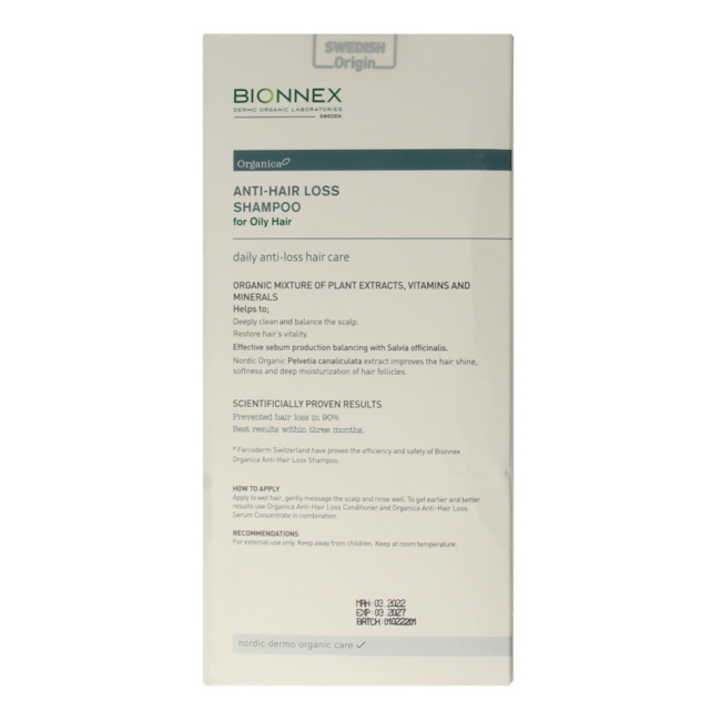 Bionnex Champú anticaída para cabello graso 300 Mililitros